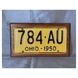 Vintage Ohio License Plate Mounted