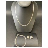 Sterling Necklace, Bracelet and Earrings