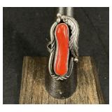 Sterling Silver and Coral Ring
