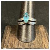 Sterling and Aquamarine Ring