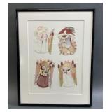 Japanese Painted Rice Paper Art Framed