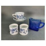 Cobalt Glass Pitcher and Blue Danube China