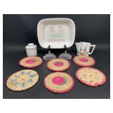 Vintage Tray, Pitcher and Trivets