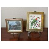 Vintage Framed Prints with Brass Stands
