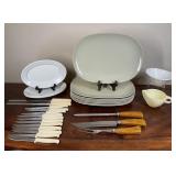 Vintage Melamine Dinnerware and Knives