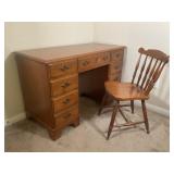 Vintage Wood Desk and Chair