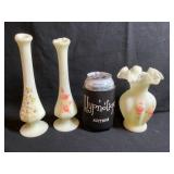 Vintage Fenton Hand Painted Glass Bud Vases