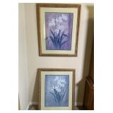 Pair of Tan Chun Floral Art Prints Framed