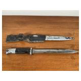 WWII German K98 Bayonet and Leather Frog