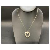 14k Gold and Pearl Heart Pendant on 14k Chain