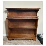 Vintage Wood Open Bookshelf with Rail Detail