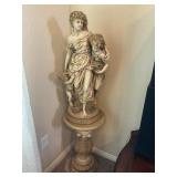 Mid Century Marwal Chalkware Statue With Pedestal