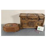 Vintage Wood Jewelry Boxes & Contents