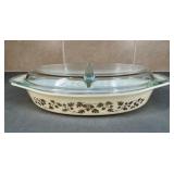 Pyrex Golden Acorn Oval Divided Casserole