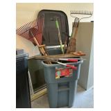 Brute Trash Can with Garden Tools