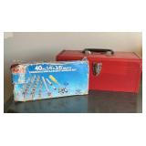 Metal Tool Box with Tools & Socket Set