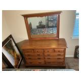 Vintage Wood Dresser and Mirror