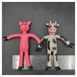 Bendable vinyl farm animal toys pig and cow