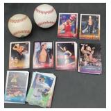 2 signed basebas, topps MLB cards & WWE cards