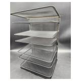 Black metal multi-tier desk paper organizer/tray