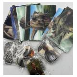 Jurassic park trading cards + dog tags