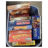Tote of various vintage board games