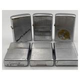 6 vintage Zippo Lighters