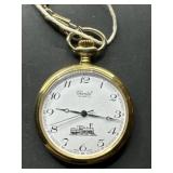 Chantel quartz pocket watch - train graphic +