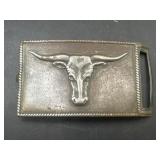 Texas Longhorn steer head belt buckle