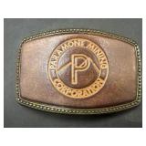 Paramont Mining Corp - leather faced belt buckle