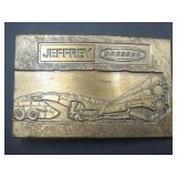 Jeffrey Dresser mining - brass belt buckle