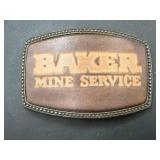 Baker Mine Service leather face belt buckle