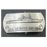 USS Hewitt solid brass belt buckle