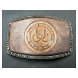 Brown leather United Supply Co inlay belt buckle