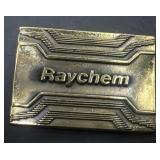 1978 Raychem brass belt buckle