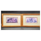 2 framed teddy bear art prints