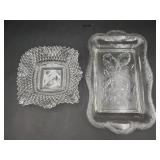 2 glass pcs Vintage Indiana Glass Diamond Point