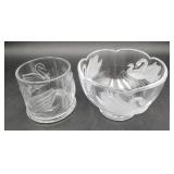 Vintage Teleflora 24% lead crystal swan bowls