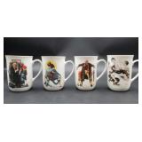 Four vintage Norman Rockwell collector mugs