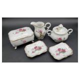 Vintage porcelain trinket box and miniature tea