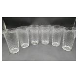 Six Libbey 16-ounce glassware 'Optic Dot' or