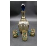 Antique Victorian colored glass cordial set