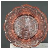 Vintage pink pressed glass bowl