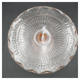 Pink depression glass cake stand