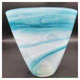 Murano blue/green/white swirl art glass vase