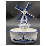 Vintage Delft Blue windmill planter
