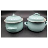 Two Crofton enameled steel mini 1 qt Dutch ovens