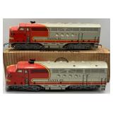 1950s Marx 21 O-Guage Santa Fe diesel locomotives