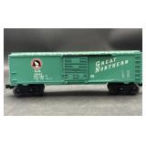 Green HO scale model railway box car branded for