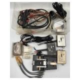 collection of RF switch boxes, cables, and